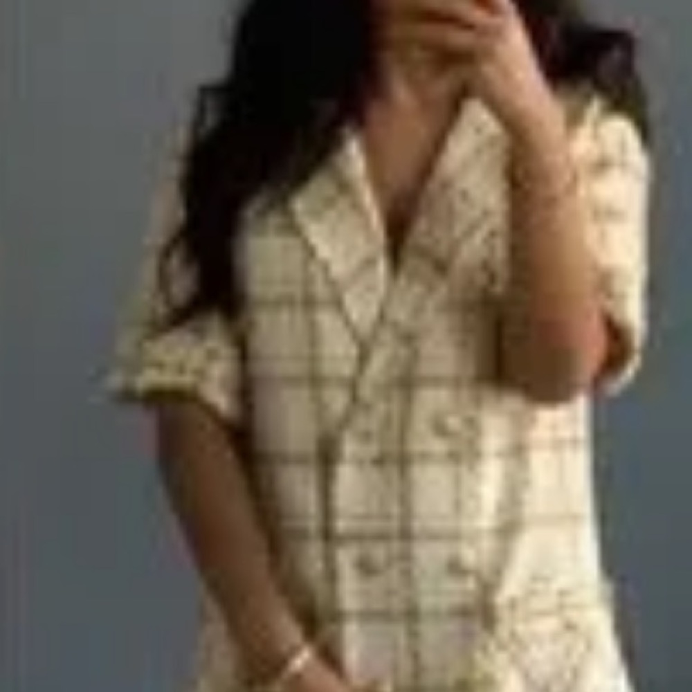 ♥️… Zara Yellow White Plaid Tweed Front Double-Breasted Mini Dress Women… - Picture 4 of 6